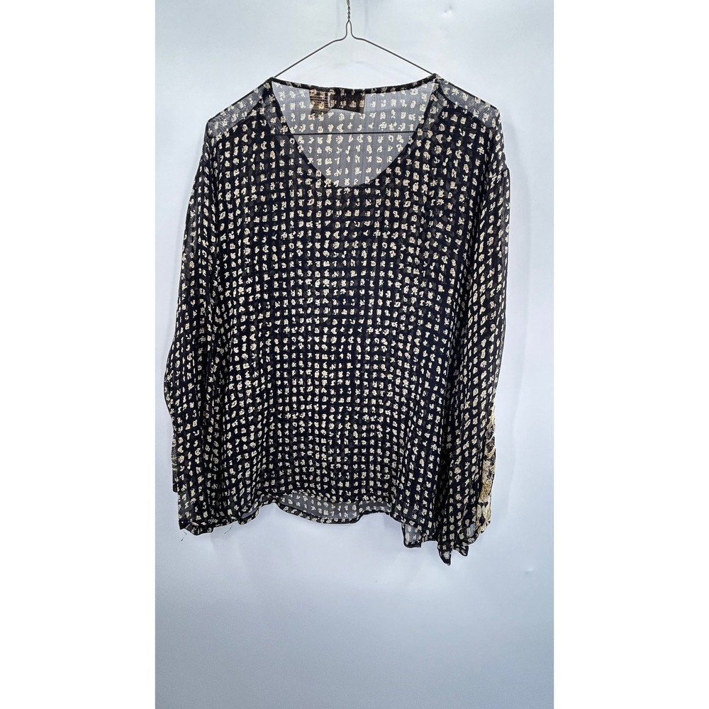 Nefertiti Collection Sheer Animal Print Blouse Small Oversized Boho Top Earthy - Picture 3 of 9